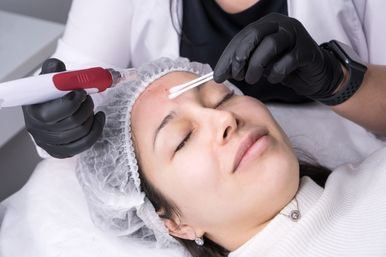 mujer recibiendo tratamiento facial